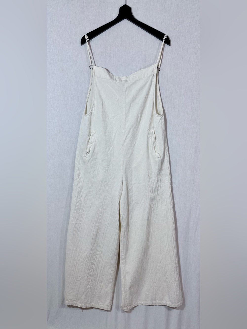 Layman’s collection oversized White Wide-Leg natural gauzy Jumpsuit overalls